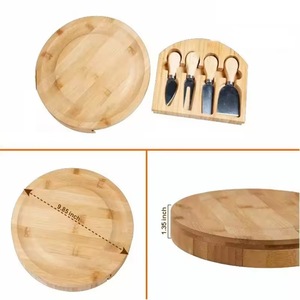 Ensemble cadeau <span class=keywords><strong>de</strong></span> couteaux avec logo personnalisé, petite assiette rotative ronde <span class=keywords><strong>de</strong></span> <span class=keywords><strong>Noël</strong></span>, <span class=keywords><strong>plateau</strong></span> à charcuterie tout-en-un en bambou avec couvercle - Product Image 4