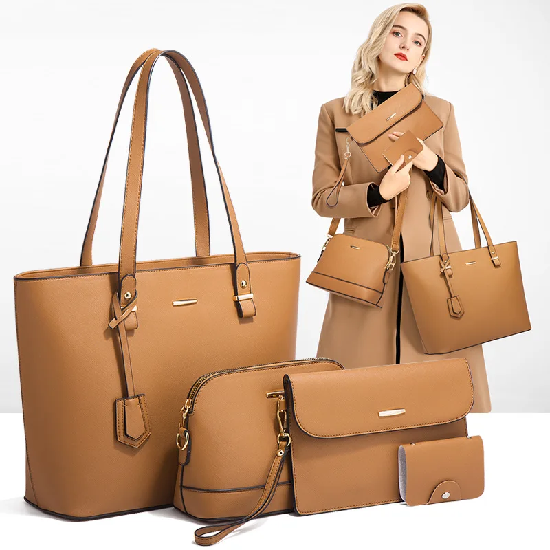 Meilleures ventes Meilleures ventes USA Ensemble de sacs fourre-tout de luxe en cuir PU 4 pièces Sac à main et sacs à main pour femmes Sacs à main