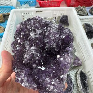 Tinh thể thạch anh tím tự nhiên thô, cụm thạch anh tím dạng geode, mẫu đá dùng cho chữa bệnh bằng năng lượng, đồ thủ công bằng đá làm thủ công - Product Image 3