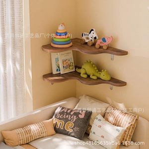 Wooden <b>Wall</b> <b>Mounted</b> <b>Shelves</b> Brown Rectangle Durable Storage Display For Living Room Bedroom - Product Image 4
