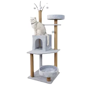 Whosale Custom Halflypets יצרן סיטונאי סיסל קצר קטיפה גרדן עץ בית condo חתול מגדל