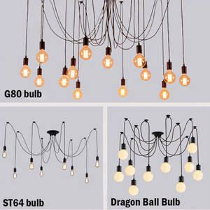 Suspension d'intérieur vintage Retro Edison Bulb Iron Multi Arms Black Spider Lighting Chandelier avec plusieurs têtes de style loft - Product Image 3