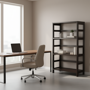 Leo 3-Tier <b>Wide</b> <b>Bookshelf</b> Wood Modern Office Storage Solution - Product Image 2