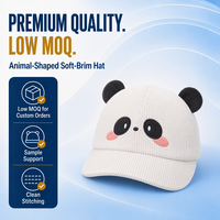 Casquette en velours côtelé pour bébé, forme animale, bord souple, faible MOQ, commande en gros directe usine, chapeau de soleil extérieur pour nourrisson et tout-petit