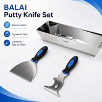 Kit de 3 outils de réparation de cloisons sèches en acier inoxydable avec spatule et raclette, poignée antidérapante, pour travaux de construction