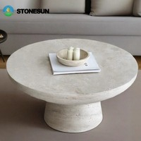 Table basse ovale en travertin de style italien moderne StoneSun avec design mobile pour le mobilier de salon