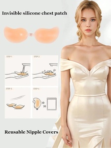 Couvre-mamelons en silicone réutilisables en forme de mangue, bralette push-up sans bretelles, pétales de poitrine auto-adhésifs pour accessoires intimes - Product Image 2