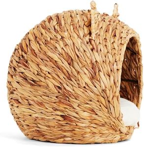 Lit de tête de chat en paille avec panier en jonc de mer tissage oreiller lavable amovible insérer panier tissage lit en rotin tête de chat en forme - Product Image 4
