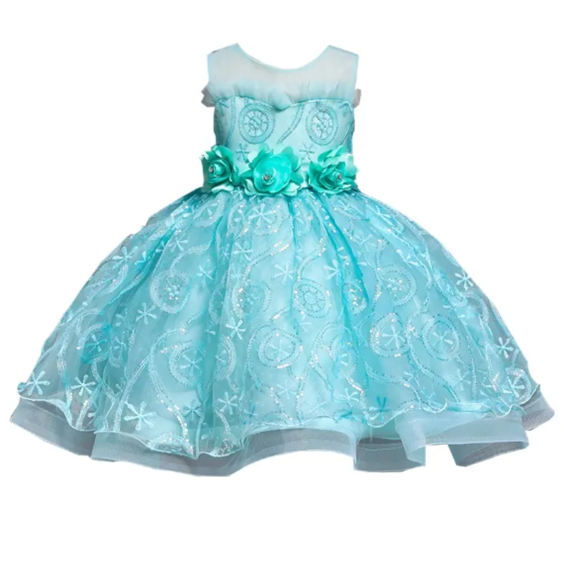 10 Years factory hot sale Sequins lace Party Princess Dress Flowered Dresses for Children's Day A short girl's dress