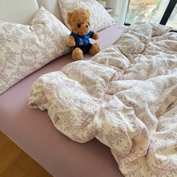 Premium Baumwolle Doppellagige Gaze Wasserdichtes Bettwäsche-Set Vierteilig Weiche Warme Bettwäsche für den Haushalt
