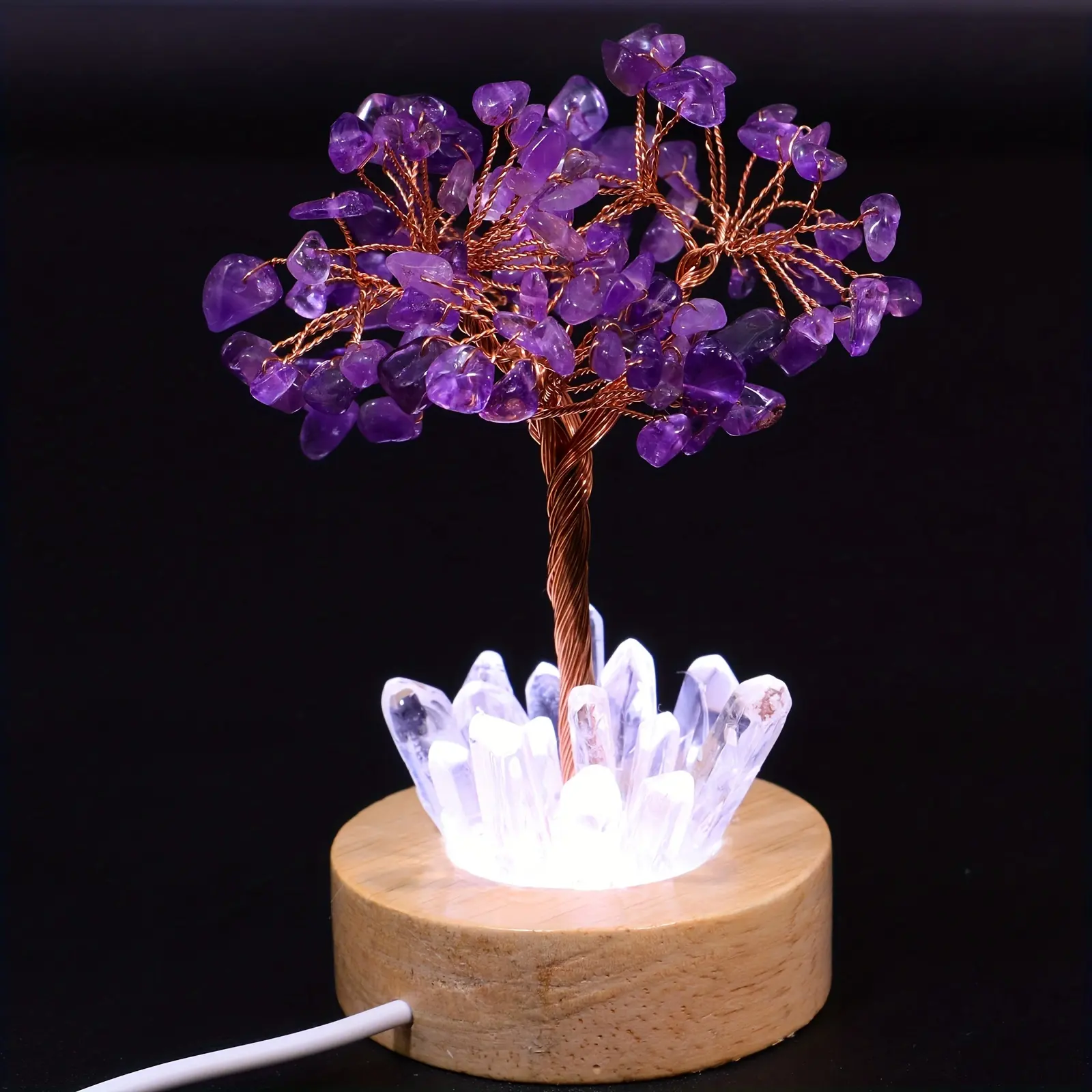 wholesale natural crystal tree lamp healing energy Bedroom bedside quartz crystal lamp night lights