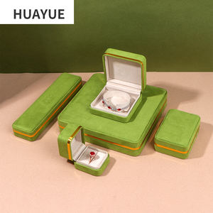 Ювелирные коробки Huayue с индивидуальным логотипом, роскошные, зеленые, из бархата, для браслетов, колье, колец и серег - Product Image 4