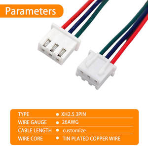 Custom XH2.5mm Pitch 3P Both End Connector Wire Harness <b>Cable</b> Assembly with Harness - Product Image 4