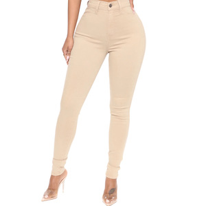<span class=keywords><strong>Jean</strong></span> Skinny <span class=keywords><strong>Taille</strong></span> <span class=keywords><strong>Haute</strong></span> <span class=keywords><strong>Kaki</strong></span> pour <span class=keywords><strong>Femme</strong></span>, en Denim Tricoté Extensible, Couleur Inaltérable, Vente en Gros OEM - Product Image 1