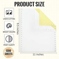 Papier continu autocopiant blanc et jaune 2400 feuilles 9,5 x 11 pouces perforé pour imprimante matricielle