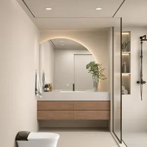 MEGA-Mueble de baño de lujo, mueble de baño de color madera, base para lavabo, tocador