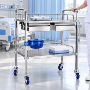 Estación de Procedimientos Médicos para Carro Médico de Acero Inoxidable con Ruedas para Salas de Tratamiento Hospitalario - Product Image 1