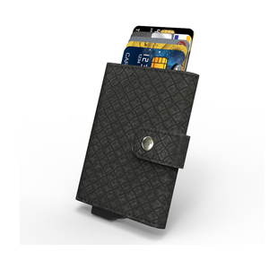 Cartera Larga de PU CardHoda con Protección RFID, Cierre Plegable Minimalista, Patrón Geométrico Negro, Tarjetero Unisex - Product Image 6