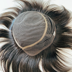 100% Indian Male Human <strong>Hair</strong> Patch Natural Black Cheap Durable Machine Made Top Silk Full Lace Base <strong>Men</strong> Toupee for Bald Head - Product Image 4