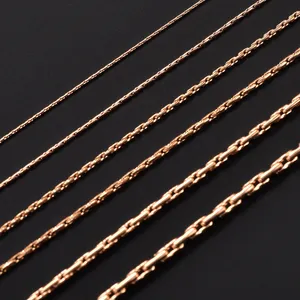 Collares de cadena minimalistas de acero inoxidable de 0.6/0.8/1/1.2/1.8/2.3 mm en oro rosa, cadenas finas básicas para mujer, regalo de joyería. - Product Image 3