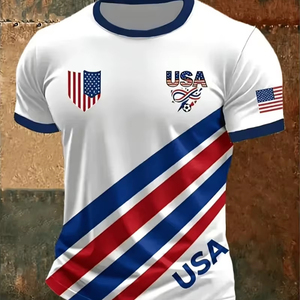 National Team Striped Short-Sleeve T-Shirt, Men's Football Fan Shirt Clothing Factory, Customization Available.F10 - Product Image 1