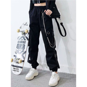 <strong>Women</strong> Cargo Pants Harem Pants Fashion Punk Pockets Jogger <strong>Trousers</strong> With Chain Harajuku <strong>Elastics</strong> High <strong>Waist</strong> Streetwear - Product Image 1