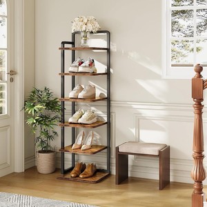 Six-tier vertical <b>shoe</b> <b>rack</b> for cross-border trade, suitable for home use in small spaces, adjustable <b>wall</b>-mounted <b>shoe</b> storage. - Product Image 1