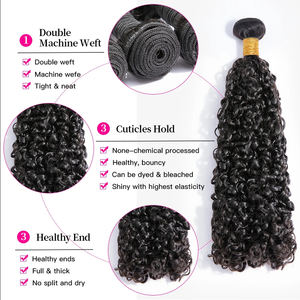 Pixie Curl Paquetes de cabello <span class=keywords><strong>doble</strong></span> dibujado 10-30 pulgadas Armadura de cabello brasileño 3/4 Paquetes Kinky Pissy Curly Extensiones de paquetes de cabello humano - Product Image 5