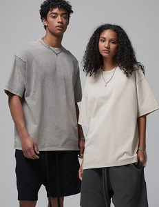 Arssm confezione da 3 da <span class=keywords><strong>uomo</strong></span> oversize Vintage t-shirt ampia manica corta Casual Streetwear ampio lavato Unisex in tinta unita in maglia bianca - Product Image 4