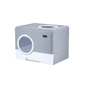 Bac à litière carré entièrement fermé pour chat avec accès par le haut, contrôle des odeurs, compatible caméra, grande taille - Product Image 5