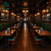 Ensemble de mobilier commercial de luxe Ron Group, banquettes en cuir capitonnées pour restaurant, table et chaises carrées en bois durable