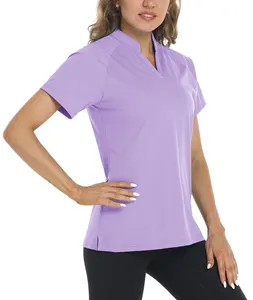 ייצור בבגדים נשים פולו חולצות צווארון V קיץ, קצר שרוול גולף חולצות UPF 50 +, סיטונאי נשים בגדי חולצה OEM