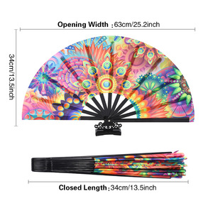Gran 13 pulgadas UV Glow chino bambú plegable mano Rave ventilador pintado música festivales Club fiestas danza actuaciones recuerdo 33cm - Product Image 3