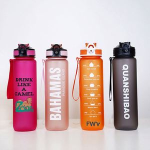 Botella de agua de plástico portátil transparente Bpa Yoga Fitness deportes nuevos artículos logotipo personalizado impreso botella de agua vidrio regalo de negocios - Product Image 2