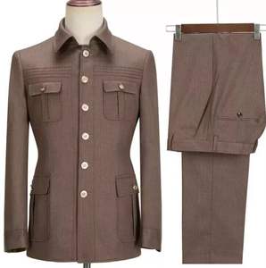 2025 Men's <strong>Suit</strong> 2 Pieces African Clothing Workwear Style Simple <strong>Suit</strong> for Men Slim Fit <strong>Suit</strong> Stand Collar <strong>Safari</strong> - Product Image 1