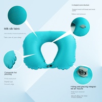 Oreiller de voyage gonflable en TPU en forme de U avec rembourrage en soie de lait pour la pause déjeuner au bureau, les voyages en avion, le camping, rangement portable