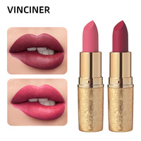 Maquillage 12 Couleurs Étanche Velours Feuille D'or Tube Brillant Rouge À Lèvres Longue Durée Lisse Nude Mat Rouge À Lèvres