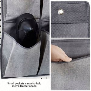 Hot Selling 5-Tier <b>Large</b> Pocket Over the Door Shoe Organizer Fabric with 4 Strong Metal Door Hooks <b>Set</b> of Door Storage Solution - Product Image 3