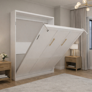 Letto a scomparsa verticale multifunzionale standard con telaio grigio salvaspazio per soggiorno - Product Image 4