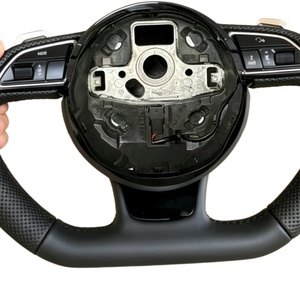Volante de Cuero Negro Cosido a <span class=keywords><strong>Mano</strong></span> para Audis A3 A4 A5 A6 A8 Q5 RS3 RS7 Q7 C6 C8 A8 S6 S7 B8 B8.5 B9 S3 S4 S5 - Product Image 3