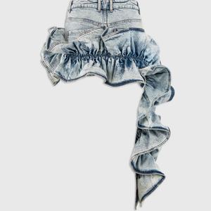 Wholesale Woman Dress 2024 Designers Ladies Jeans Short Dress Denim Mini Skirt Ruffle for Women - Product Image 5