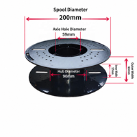 Bobina Vacía de Plástico para Impresión 3D, Capacidad de Carga de 1 kg, para Carrete de Filamento Estándar de 200 mm, para Impresora FDM de Filamento de 1,75 mm