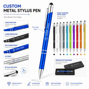 Bolígrafo con Pantalla Táctil Metálica y Logotipo Personalizado, Bolígrafo con Punta de Bola, Cuerpo de Aluminio Pintado con Colores en Aerosol, para Regalo Promocional Corporativo - Product Image 4