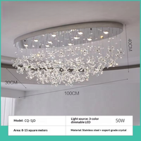 Lustre en cristal de style italien, luxe léger, type fleur suspendue, éclairage LED en acier inoxydable pour restaurant, commande sans fil