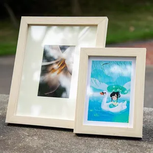 Alta Qualidade Picture Frame Quadrado Decorativo Suavemente lixado e revestido Alta Qualidade OEM Madeira Quadros Para Fotos Impressão a Laser