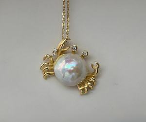 CAIOOCHE mode crabe collier perle d'<span class=keywords><strong>eau</strong></span> <span class=keywords><strong>douce</strong></span> crabe pendentif en laiton bijoux <span class=keywords><strong>poisson</strong></span> <span class=keywords><strong>rouge</strong></span> chaîne usine prix de gros - Product Image 4