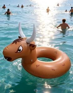 <span class=keywords><strong>Flotador</strong></span> Inflable con Forma de Toro de Dibujos Animados, Dispositivo de Flotación para Adultos, Equipo de Natación para Jugar en la Piscina - Product Image 4