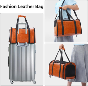 Transportín de Viaje Plegable de Piel Sintética Personalizado, Aprobado por Aerolíneas, para Perros y Gatos Pequeños y Medianos de Menos de 15 Libras - Product Image 4