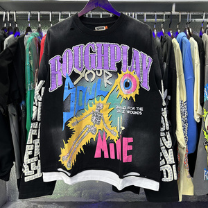 Camisetas de Manga Larga con Estampado de Letras RoughPlay, 100% Algodón Grueso de Alta Calidad, Sudaderas con Capucha de Diseño Vintage para Hombre - Product Image 2