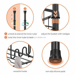 WIREKING Mensola Angolare per <span class=keywords><strong>Doccia</strong></span> 43-114'' a 4 Livelli, Asta Regolabile con Ganci e <span class=keywords><strong>Portasapone</strong></span> - Product Image 4